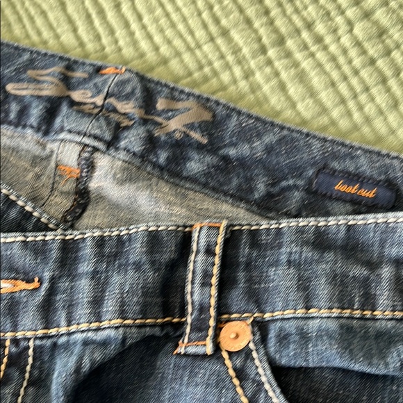 Stylish Blue Jeans with Orange Stitching Seven plus size 20 - Picture 2 of 5